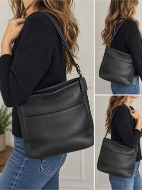 Vintage Coach Sonoma 4920 Pocket Shopper Black Pebbled Leather Shoulder Bag USA
